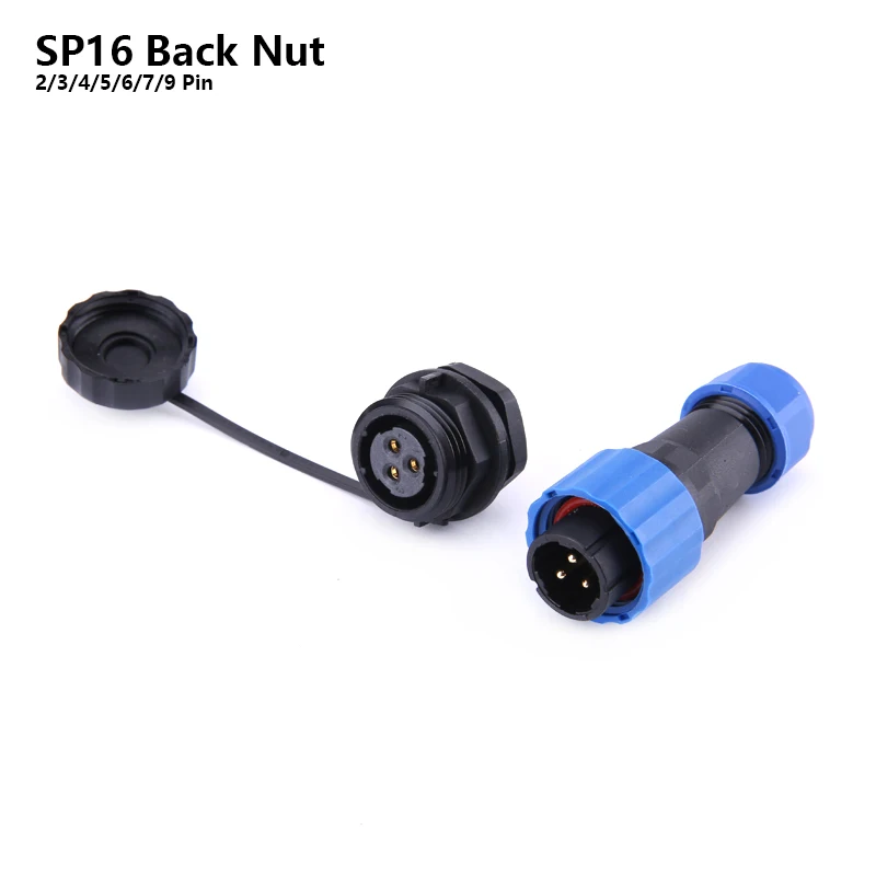 SP16 IP68 Waterproof Connector Male Plug & Female Socket 2/3/4/5/6/7/8/9 Pin Panel Mount Wire Cable Connector Aviation Plug