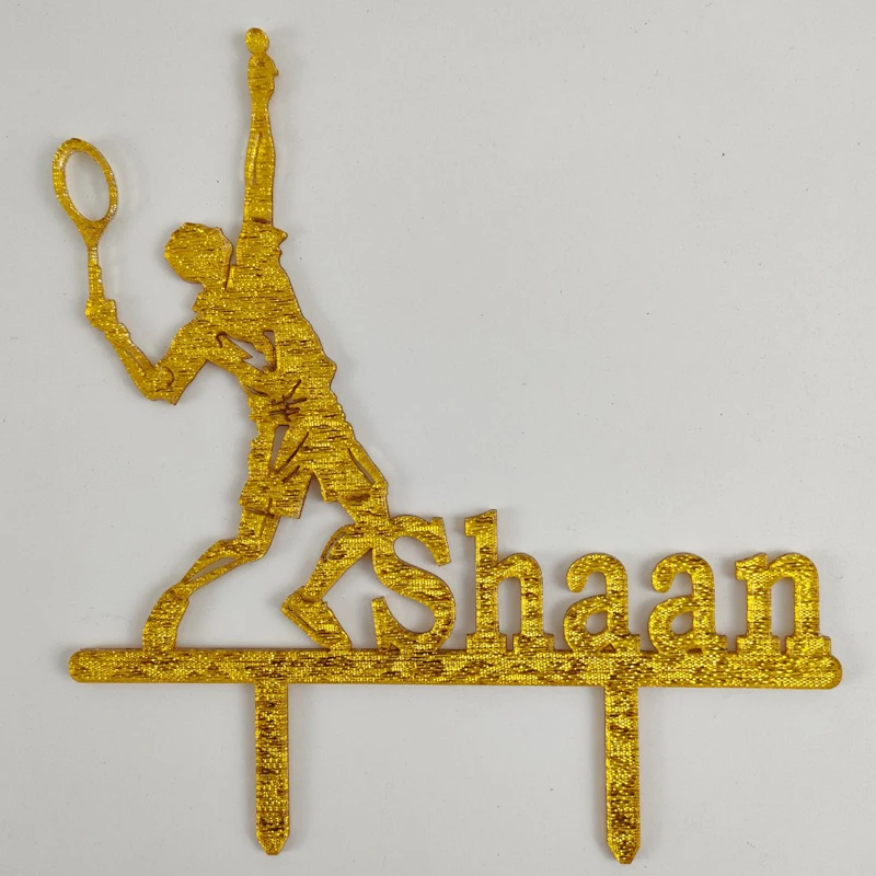 Custom Name Age Man Playing Tennis Silhouettes Tennis Fans Birthday Party Cake Decoration Tennis Cake Topper YC241