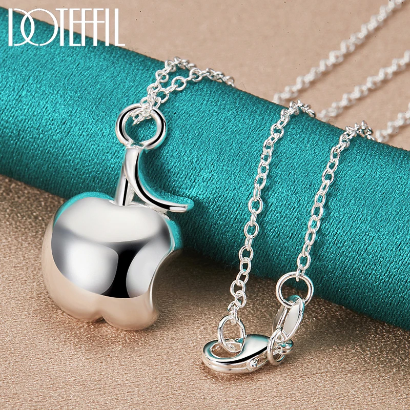 

DOTEFFIL 925 Sterling Silver 16-30 Inch Chain Apple Pendant Necklace For Women Wedding Engagement Fashion Charm Jewelry