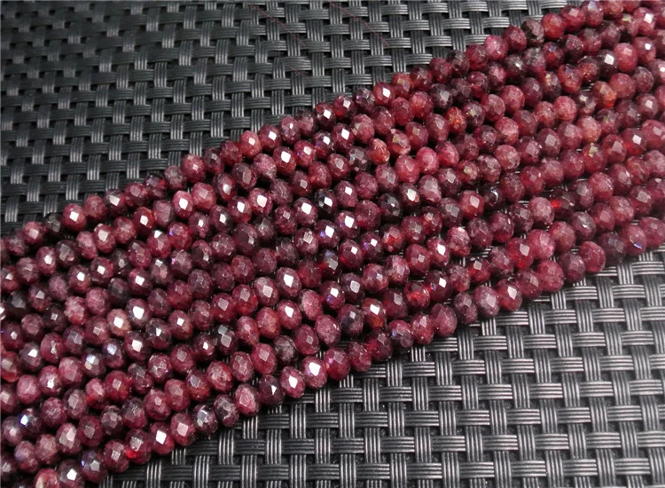 

Genuine Natural Purple Red Garnet Faceted Rondelle Necklaces or Bracelets Small Beads 15"