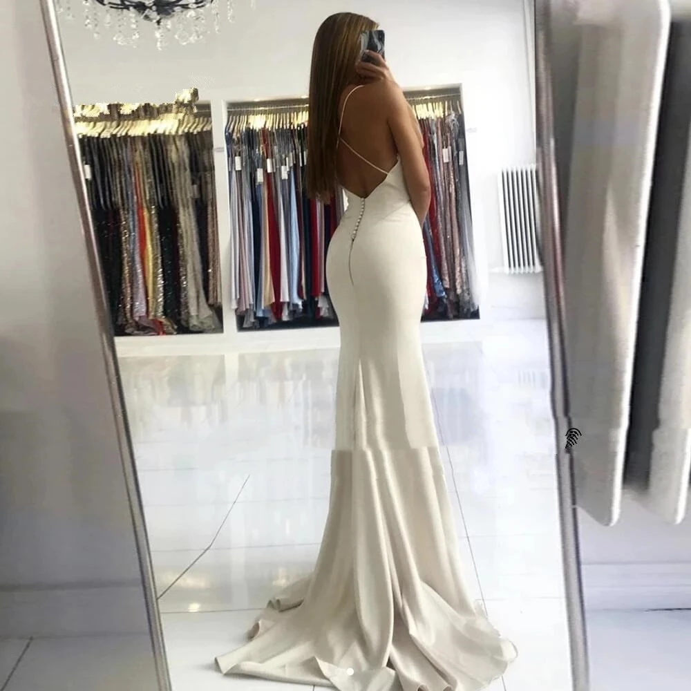 

Sexy V Neck Backless Evening Dress Mermaid Party Dresses Sleeveless Vestidos Gala Sexy Robes Long Prom Gown For Women Custom