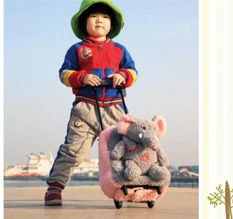 1-6 years old children\'s trolley suitcase Detachable trolley school bag elephant doll Kindergarten backpack rolling luggage bags