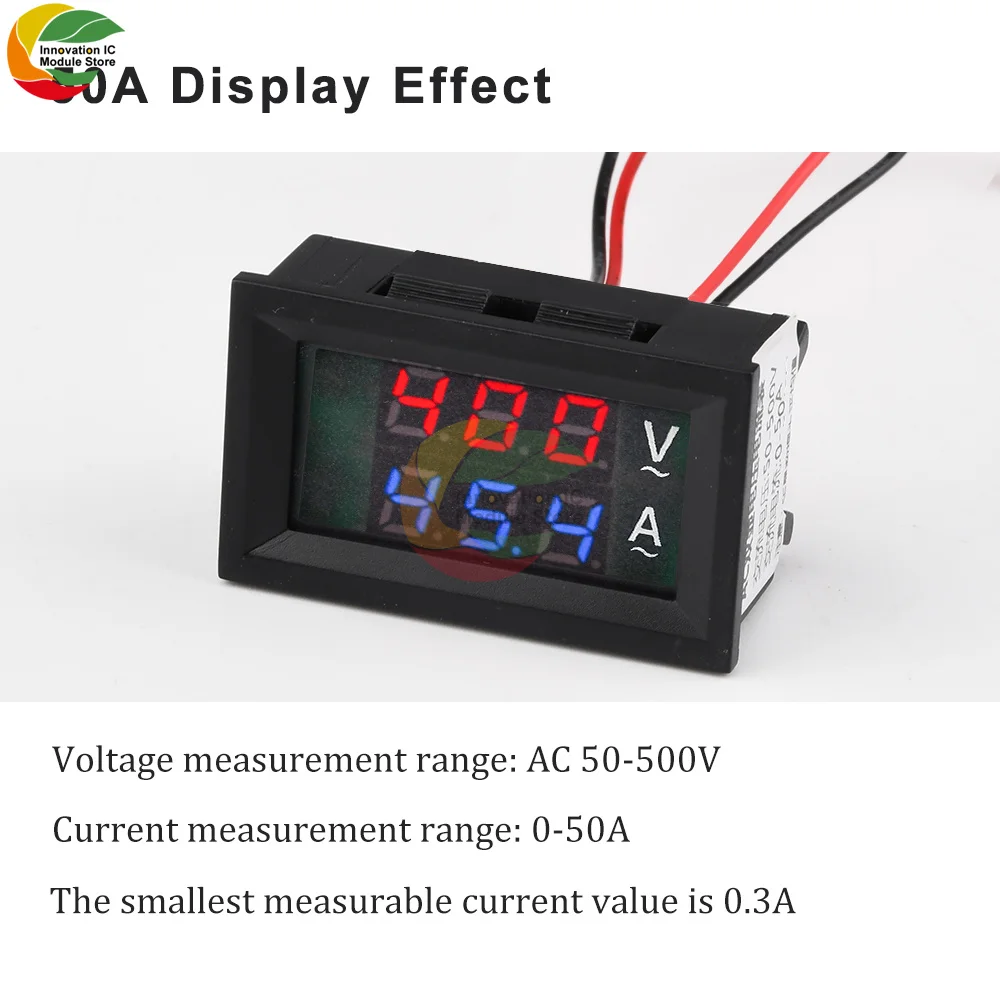 AC50-500V 10A 50A 100A LED high precision dual display voltmeter ammeter 220V voltmeter ammeter with current transformer