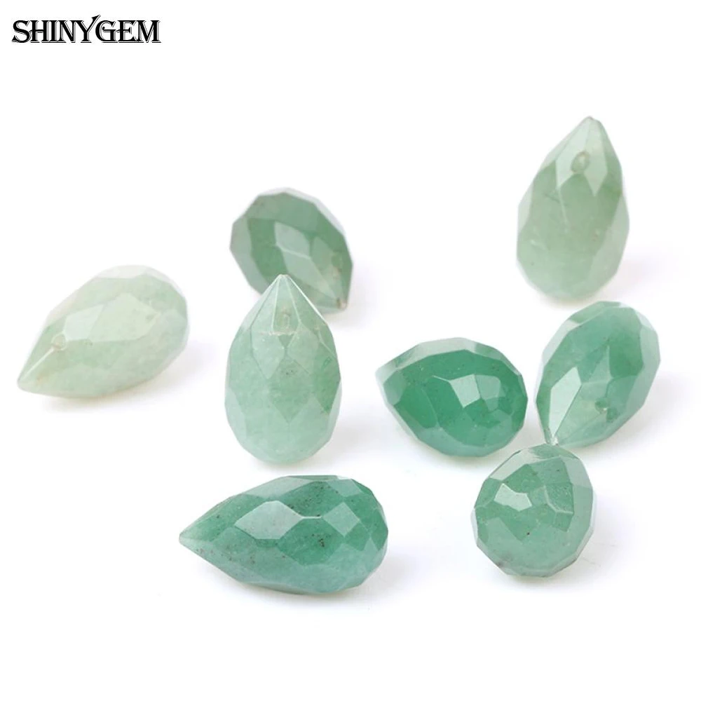 

ShinyGem 10PCS 12*20mm Water Drop Shape Natural Green Aventurine Stone Loose Bead Faceted Polishing For DIY Jewelry Making