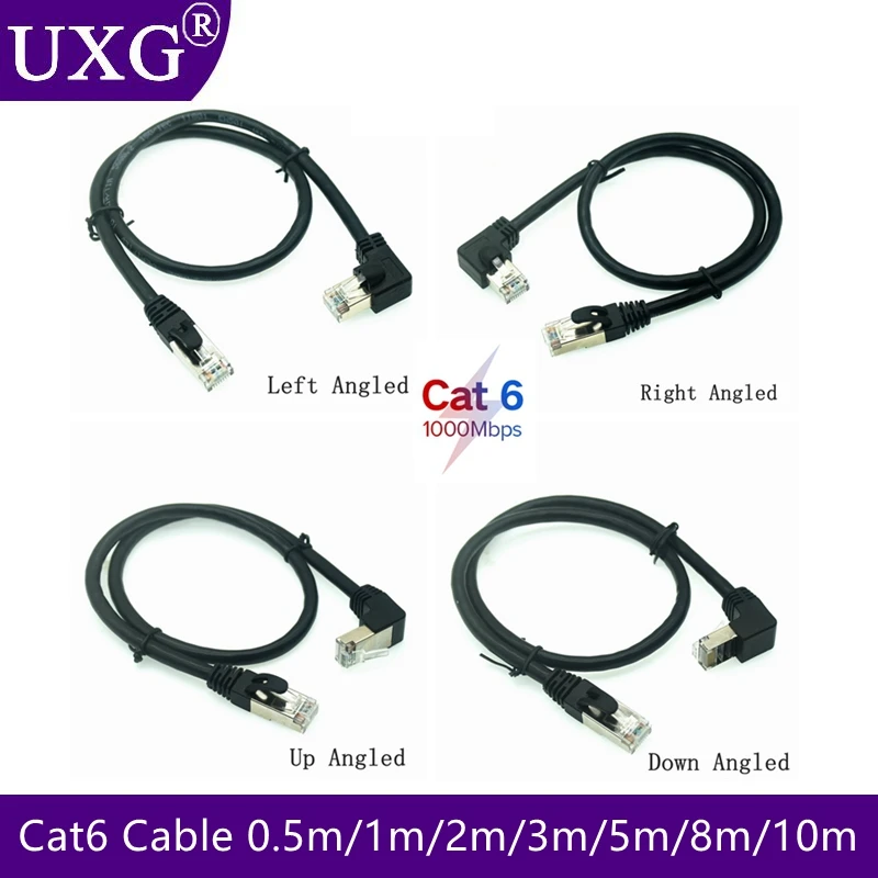 10m 5m 1m cavo RJ45 26AWG CAT6 UTP lato angolato a forma di L RJ45 cavo Patch forma cavo Ethernet cavo Lan CAT5 gomito Gigabit CAT6