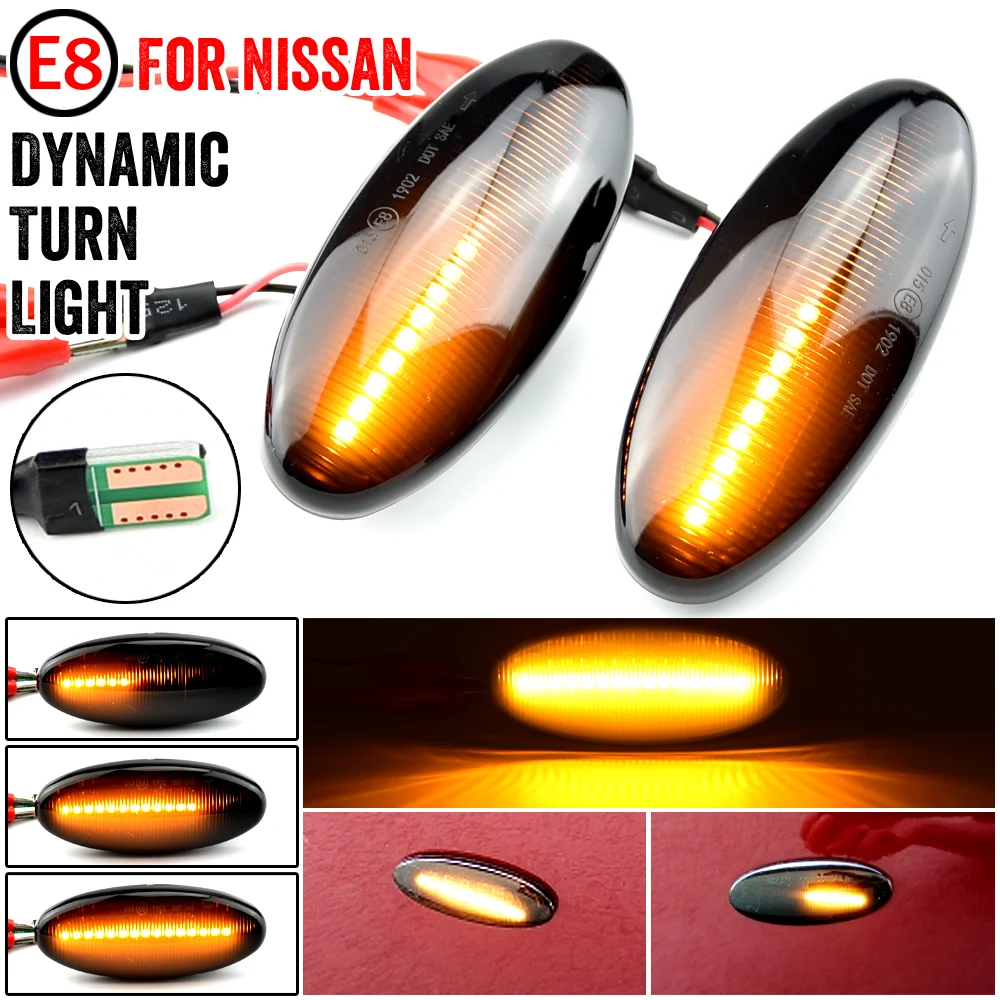 For Nissan Navara D22 NP300 1998-2005 Datsun Frontier Fiera PickUp Terrano 1 Set LED Dynamic Side Marker Turn Signal Light Lamp