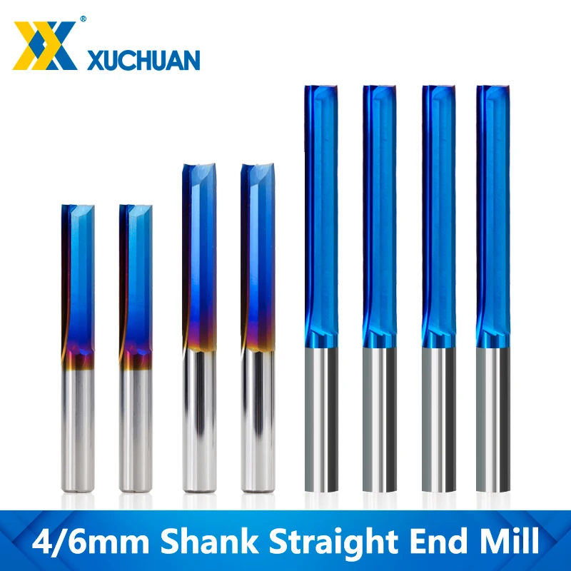 1pc 2 Flute Straight End Mill Carbide Router Bit For Wood, PVC, Plastic CNC Engraving Milling Tools 4mm/6mm Shank Milling Cutter