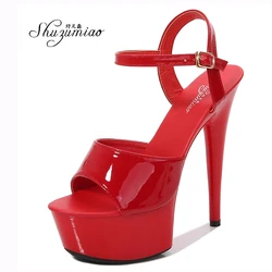Shuzhumiao Plus Size 43 Women Shoes Classics 15cm Super High Heels Sandals Female Gladiator Shoes Ladies Sexy Pumps Pole Dance