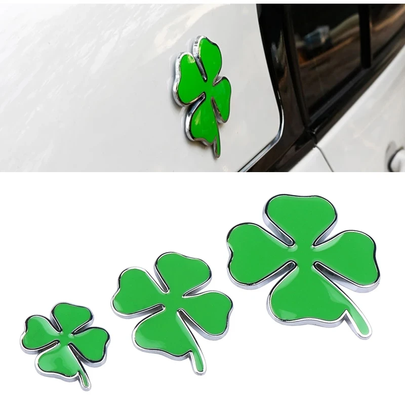 3D Metal Car Sticker Green Lucky Clover Side Label Emblem For Alfa Romeo 159 giulietta Mito Four Leaf Clover Badge Accessories