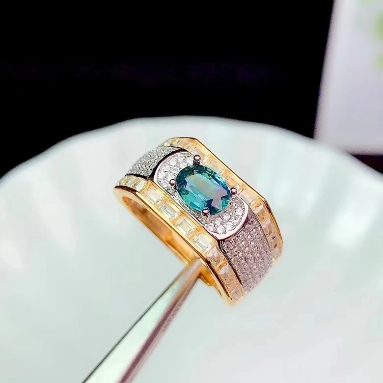 KJJEAXCMY fine jewelry 925 sterling silver inlaid Natural sapphire Chinese style noble luxury men's gem ring support check Gift