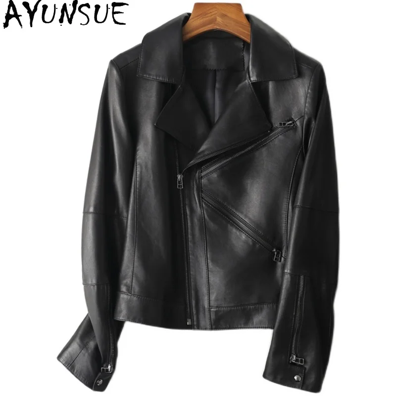 

AYUNSUE Genuine Leather Jacket Woman Autumn Natural Sheepskin Coats Famale New Short Women's Clothing Cazadora Cuero Mujer SQQ10