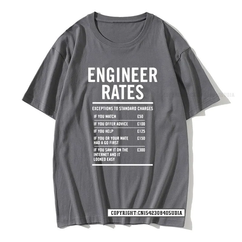 Engineer Labour Rates Mens Funny Fathers Day Dad T-Shirt Mens T Shirt Unisex T Shirt Tops T Shirt Faddish Hip Hop Cosie Men\'s