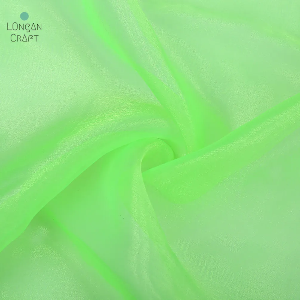 Tulle Fabric Organza Glass Yarn Colorful Sewing Mesh Cloth Fluorescent Yarn Silk Chiffon Stage Clothing Transparent