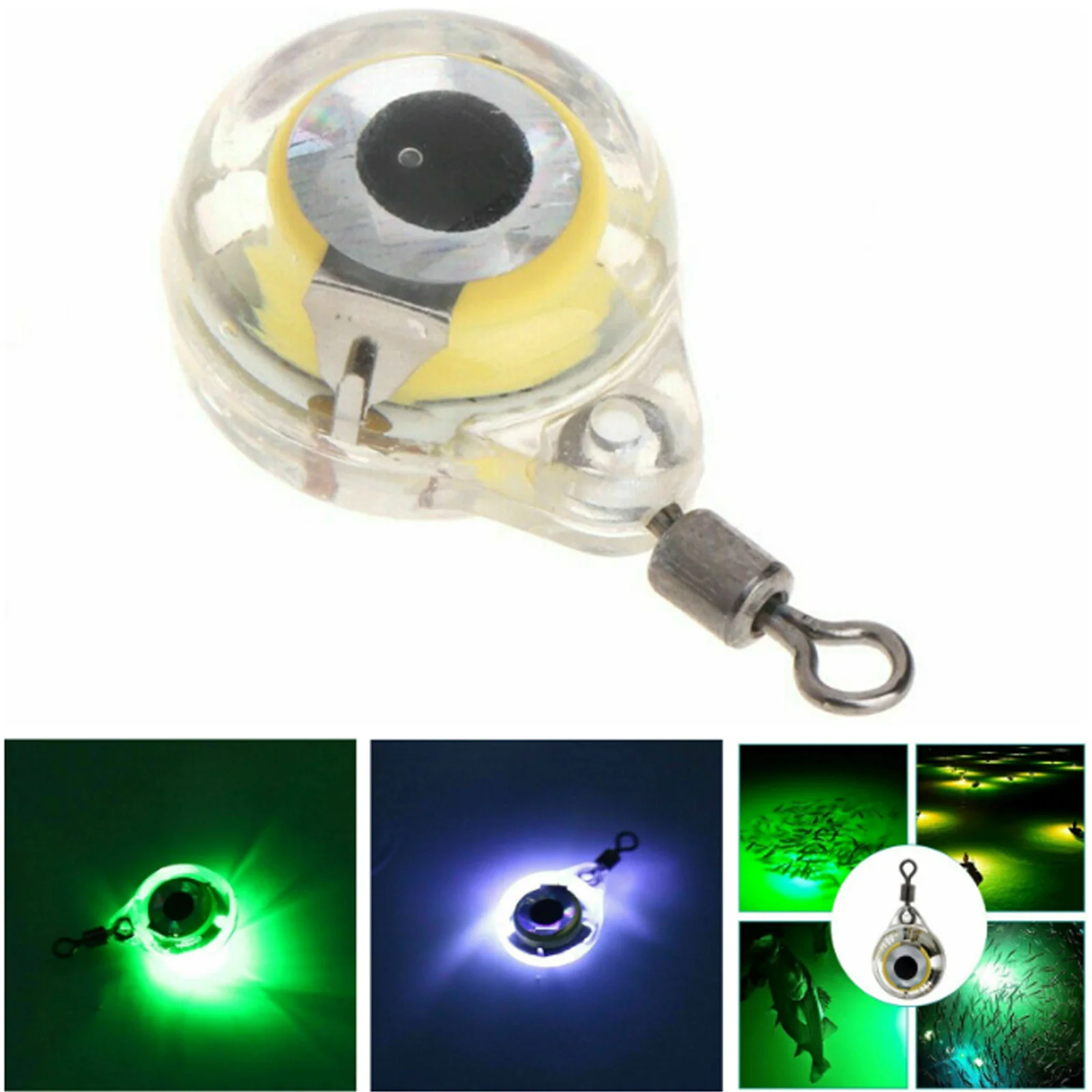 Mini señuelo de pesca piezas, luz LED de gota profunda, forma de ojo bajo el agua, cebo de pesca de calamar, señuelo luminoso para atraer peces