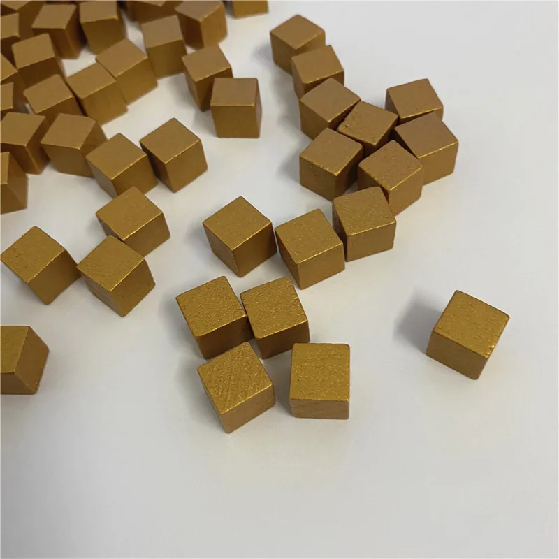 100Pcs/Set 10mm Gold/Silver Metal Color Wood Square Corner Dice Chess Piece Right Angle Cubes For Puzzle Board Game