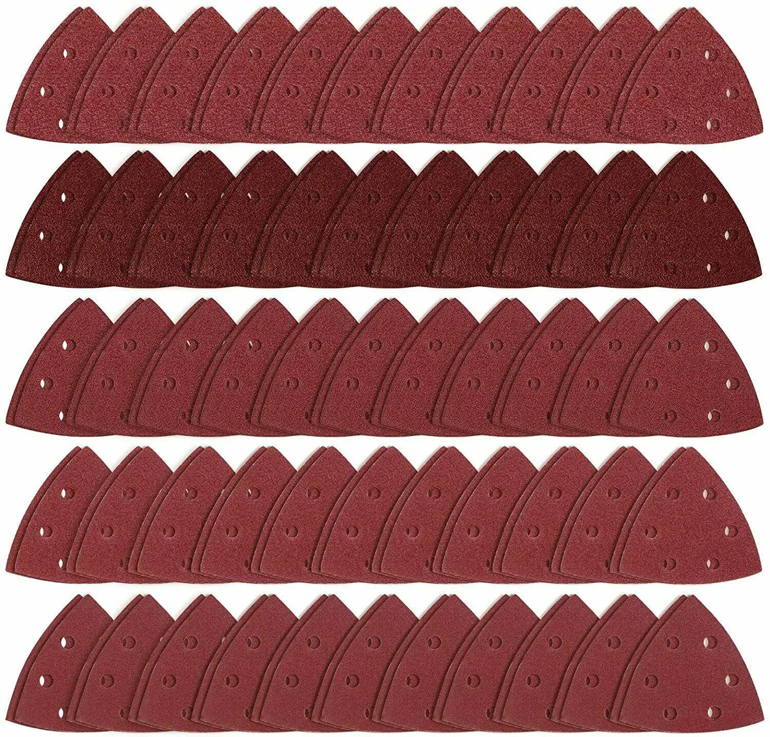 100 pezzi di levigatura a triangolo a 6 fori 3-1/2 "carta vetrata a strappo grana assortita