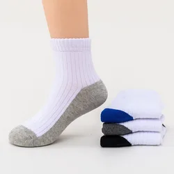 Chaussettes de Sport en coton pur, blanches et douces pour étudiants, respirantes et absorbantes, de qualité, pour garçons et filles, 4 paires/lot, taille 16-24cm