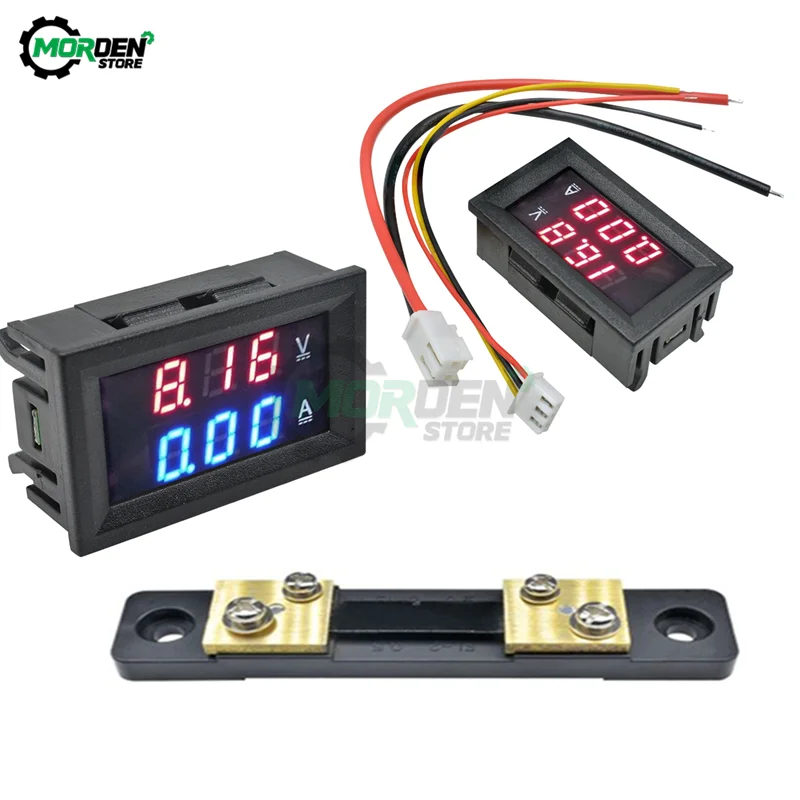 DC 100V/50A 30V/50A Digital Voltmeter Ammeter LED Display DC Amp Volt Meter Voltage Current Tester Volt Detector with Shunt