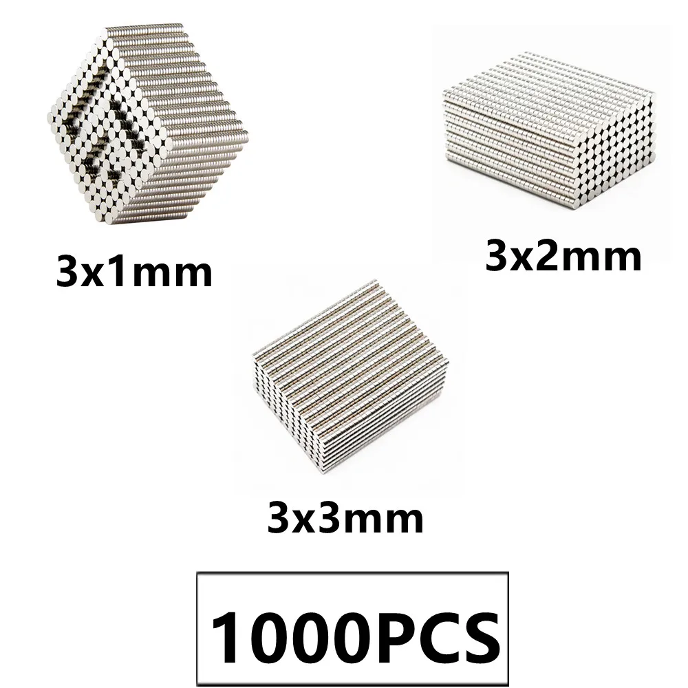 

1000PCS/LOT NdFeB Magnet 3*1 3*2 3*3 N35 Disc MAGNET 3x1 3x2 3x3 Round Speaker magnets 3mm x 1mm 2mm 3mm