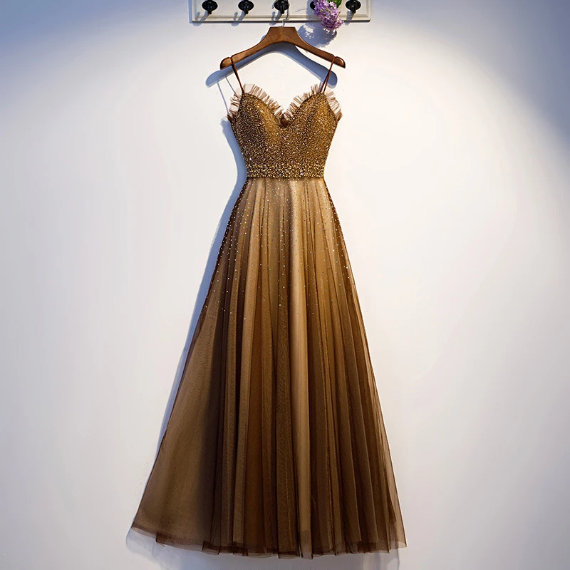 Es Yiiya-vestido De noche con crepé, prenda sin mangas hasta el suelo, con lentejuelas, talla grande, K356, 2020