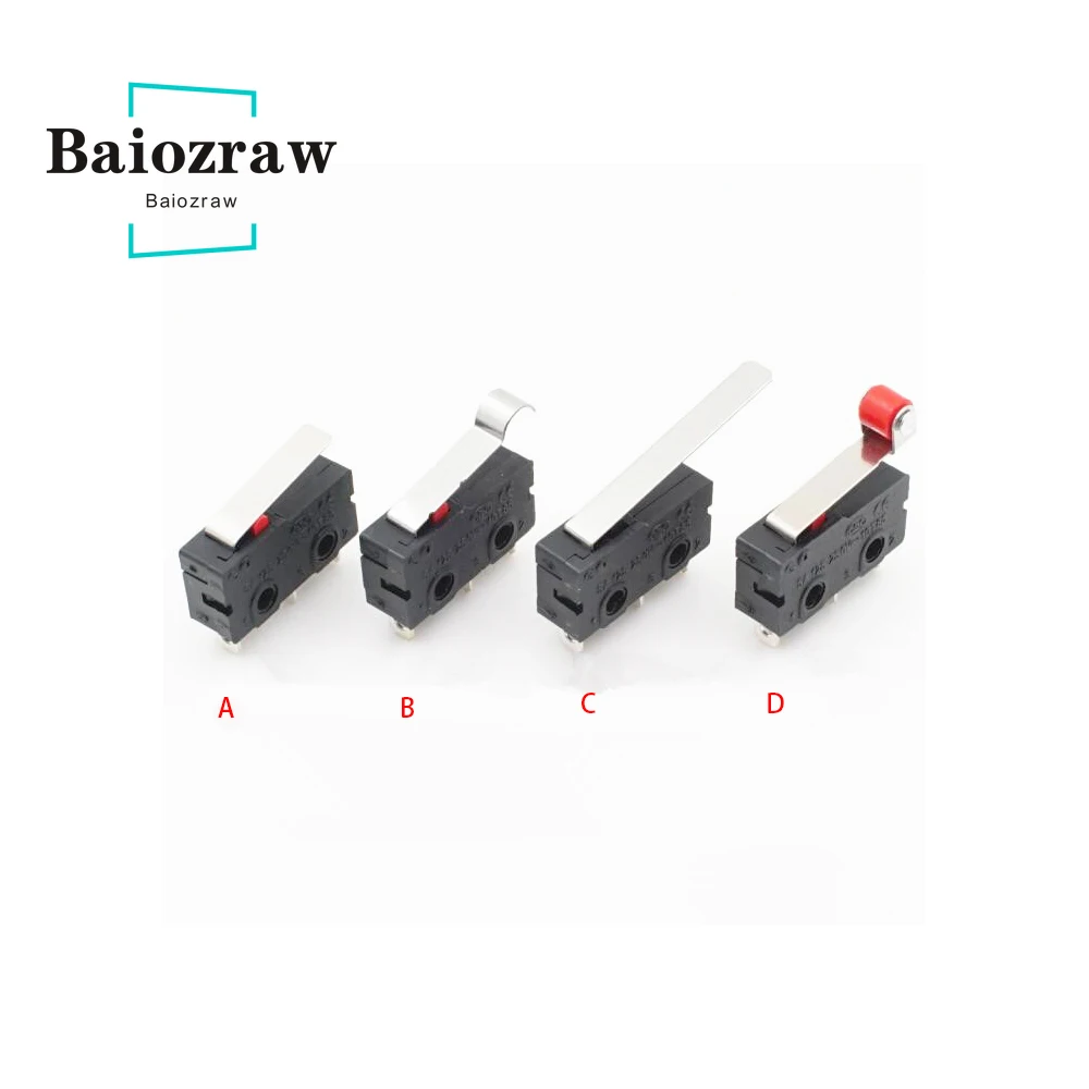 Piezas de impresora 3D, interruptor Micro KW12, límite de viaje, contacto de cobre con rueda 5A 125 250VAC, 10 Uds.