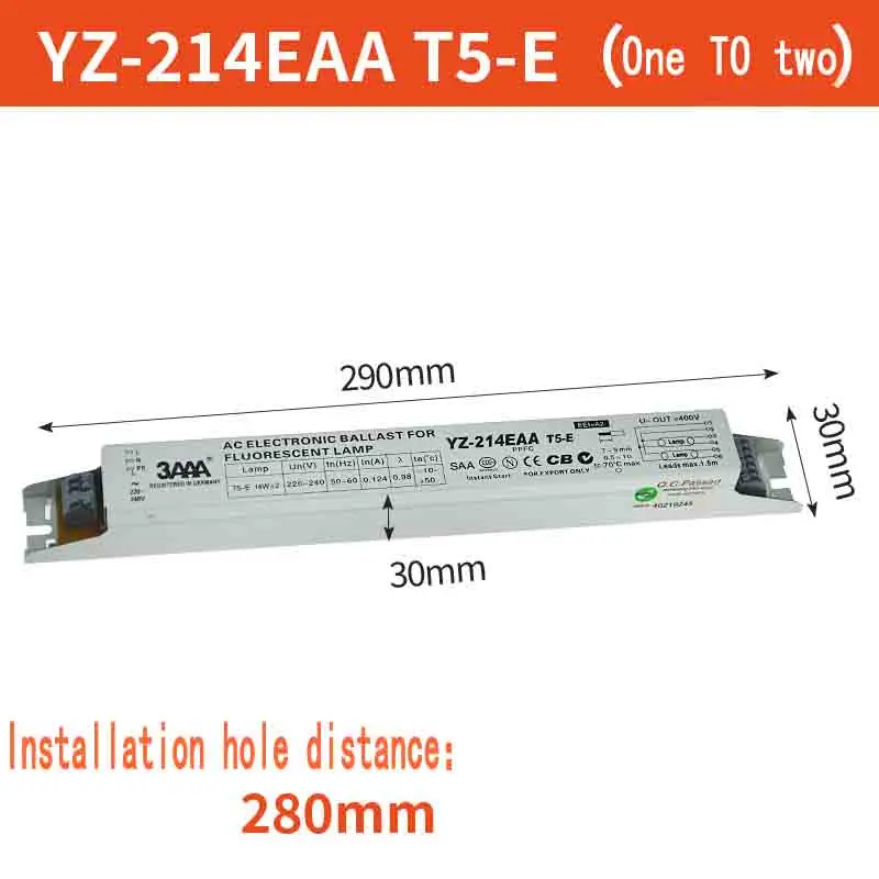 

3AAA YZ-214EAA T5-E 2x14W 220V AC Electronic Ballast for Fluorecent Lamp and Emergency Lighting Control System