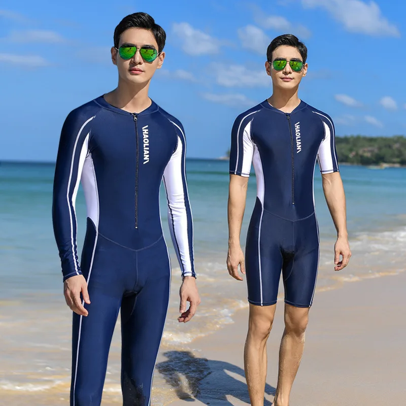 Men UV-proof Sunscreen One-piece Swimwear Short Sleeve Long Sleeve Jump Suit Swimsuit Beach Clothes Five points Pants Long Pants