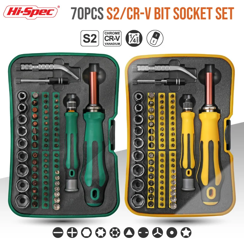 Hi-Spec Screwdriver Kit 70pc Magnetic Screwdriver Bit Set Torx Multifunctional Opening Repair Tool Set for Phones Tablet PC