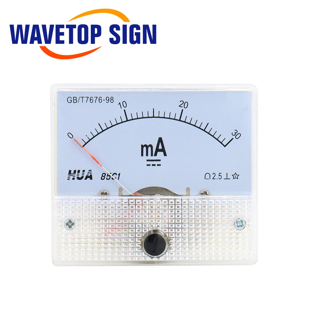 WaveTopSign HUA Амперметр 30 мА 50 мА 85C1 DC 0-50 мА Аналоговый усилитель панели Ток для станка для лазерной гравировки CO2