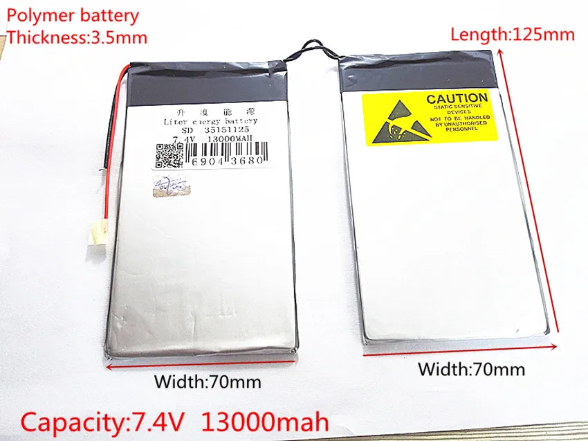 Free Shipping 7.4V 13000mAh 35151125 DIY U30GT, U30GT1, U30GT2 dual four-core tablet pc Rechargeable batteries