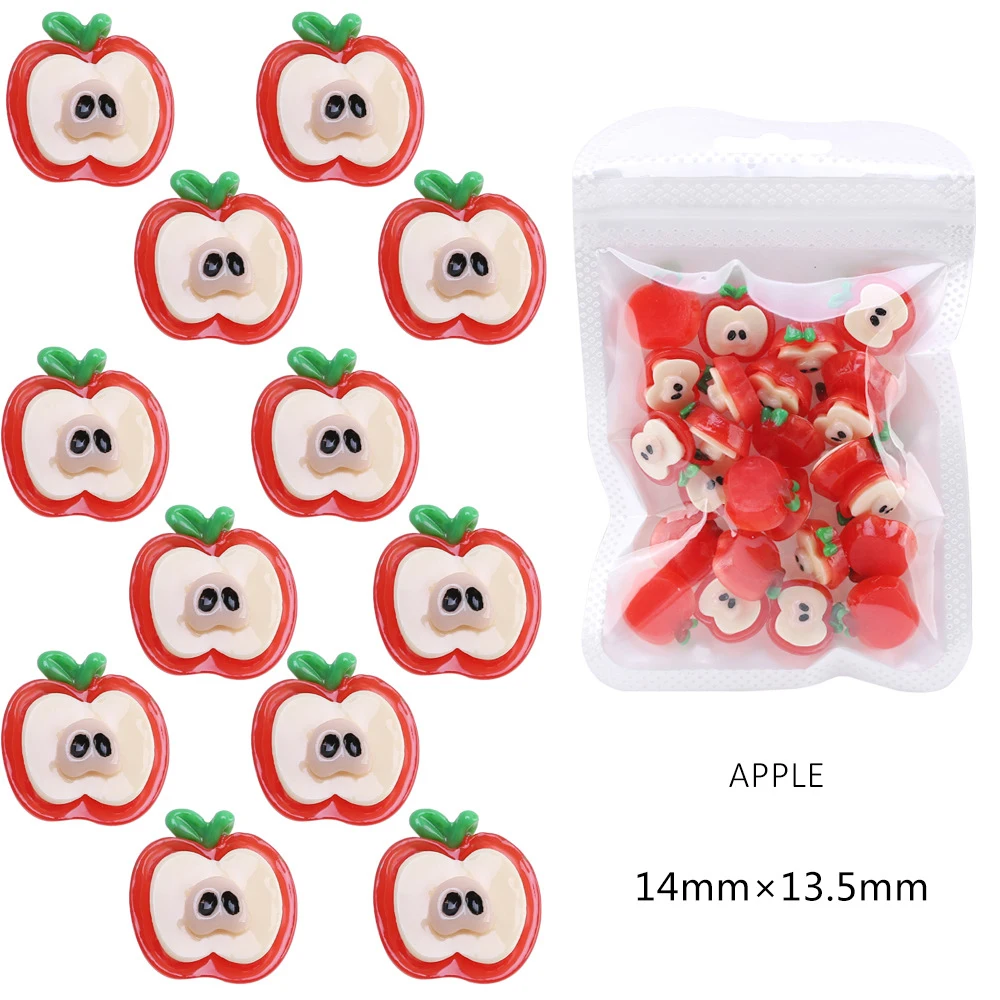 10Pcs Nail Art Cartoon 3D Fruit Charms Strawberry Pineapple Peach Resin Gems Jewelry For Manicure Decoration