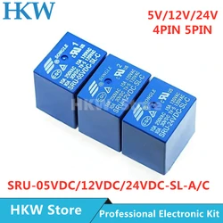 10pcs Relay SRU-05VDC-SL-C SRU-12VDC-SL-C SRU-24VDC-SL-C SRU-05VDC-SL-A 5V 12V 24V 250VAC 5PIN 4PIN Relays Relais