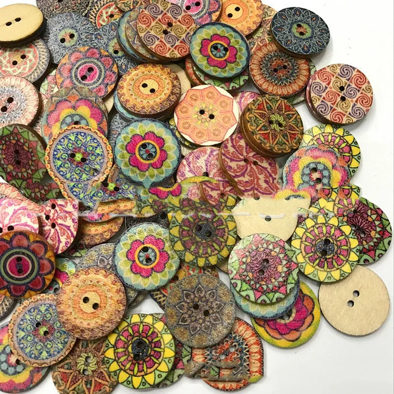 400PCS 2 Hole 15/20mm 25mm Wooden Buttons Sewing Diy Crafts Scrapbooking Round Wood Button for Clothes Coat Handmade Accessories