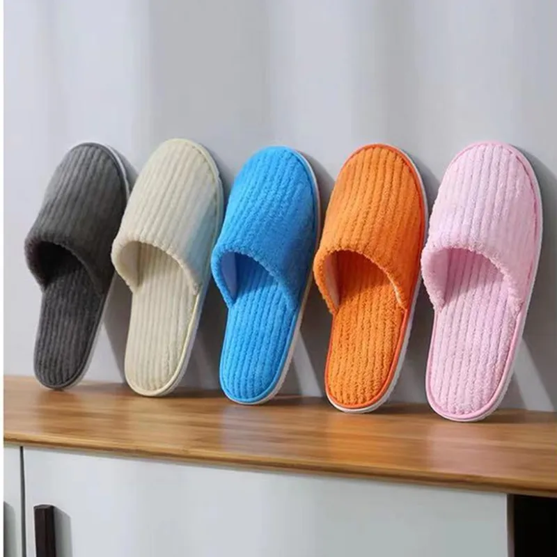 5 paia/lotto colori misti uomo donna pantofole usa e getta per Hotel scivoli in cotone Home Travel SPA Slipper Hospitality calzature economiche