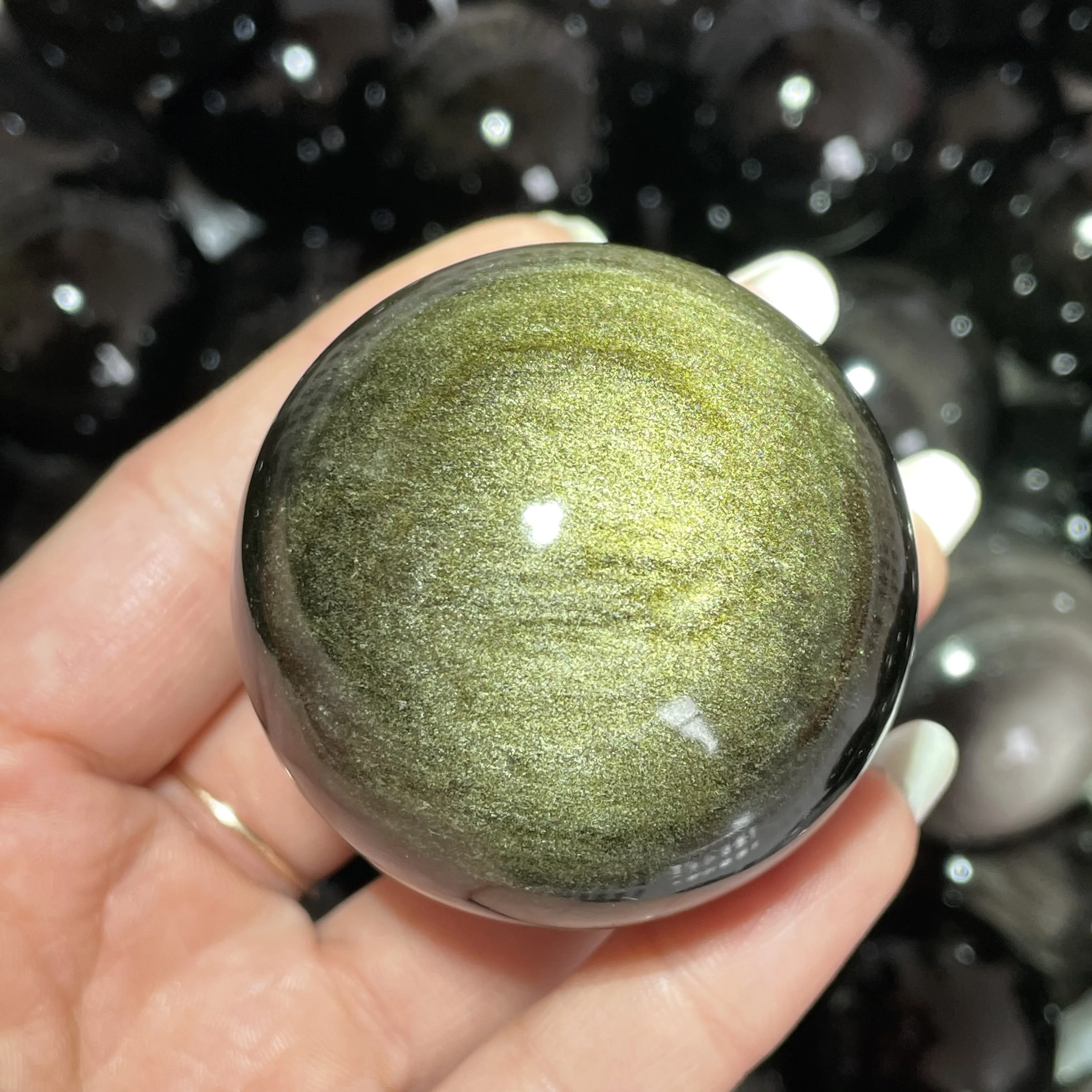 Beautiful!!!!!Natural Rare Gold Obsidian Sphere Quartz Ball Sheen Eyes Polished Crystal Decoration