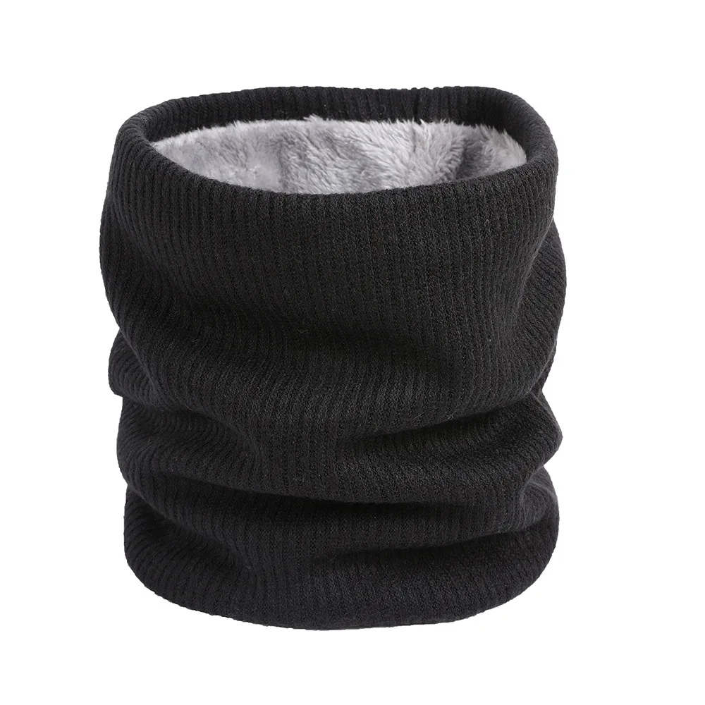 Unisex Winter Warm Knitted Ring Solid Fleece Scarf Men Women Fashion Thin Thick Stripe Elastic Neck Collar Scarf