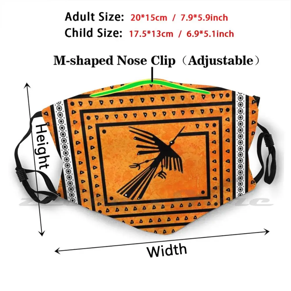 Nazca M2 Mask Cloth Reusable Print Filter Washable Egyptian Egypt Peru Aztec Mayan Ancient Ancient Pyramid Inca