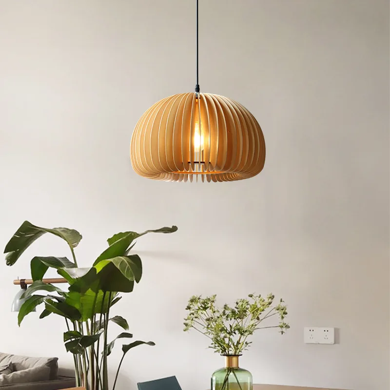 Pendant Lihgts Wood Hanging Light Wooden Pendant Lamp Natural Wood Pendant Light E27 LED Lighting For Living Room Kitchen