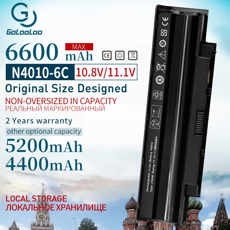 Golooloo – batterie J1KND 6600mAh, pour Inspiron N4010 N4010D N4050 N4110 M411R M501R et Dell N5110 Vostro 1450 3450 3550 3750