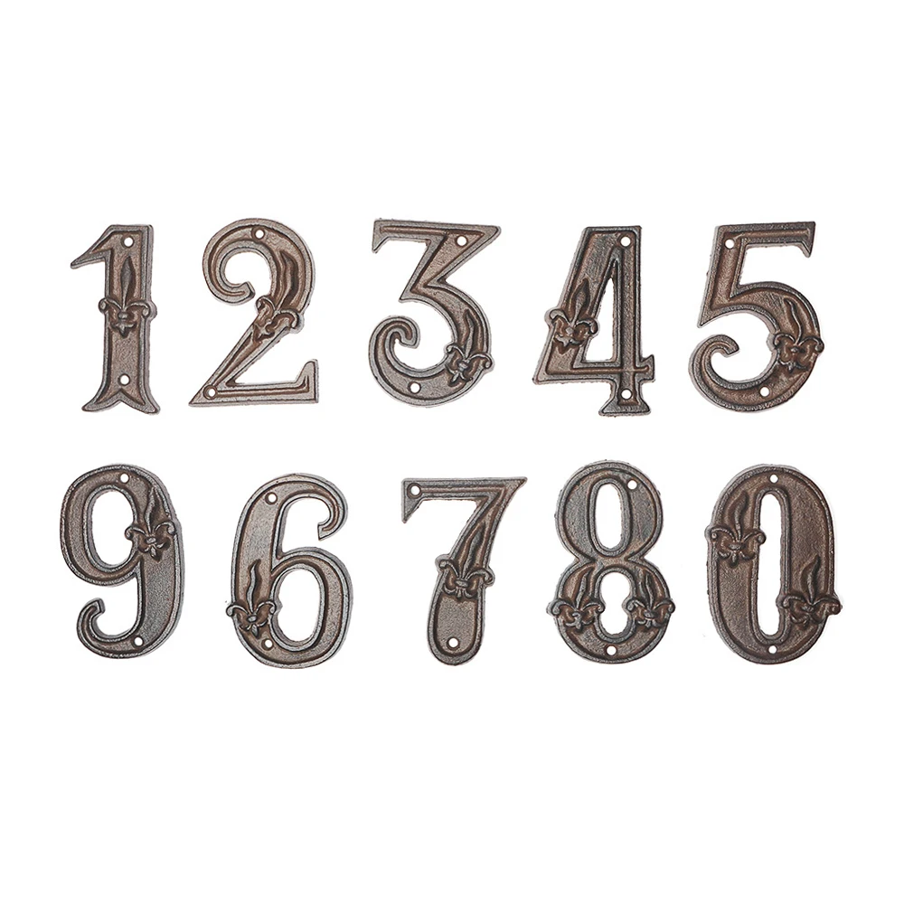 1PC Retro  Metal Digital Arabic Numbers Cast Iron House Sign Door Plate DIY Cafe Wall Courtyard Decor Creative Door Numbers Sign