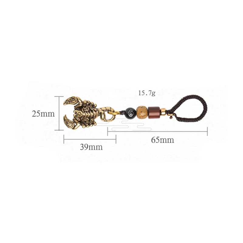 Brass Scorpion Car Keychain Pendants Retro Handmade Woven Lanyard Rope Motorcycle Key Chain Hanging Jewelry Luxury Brand Pendant