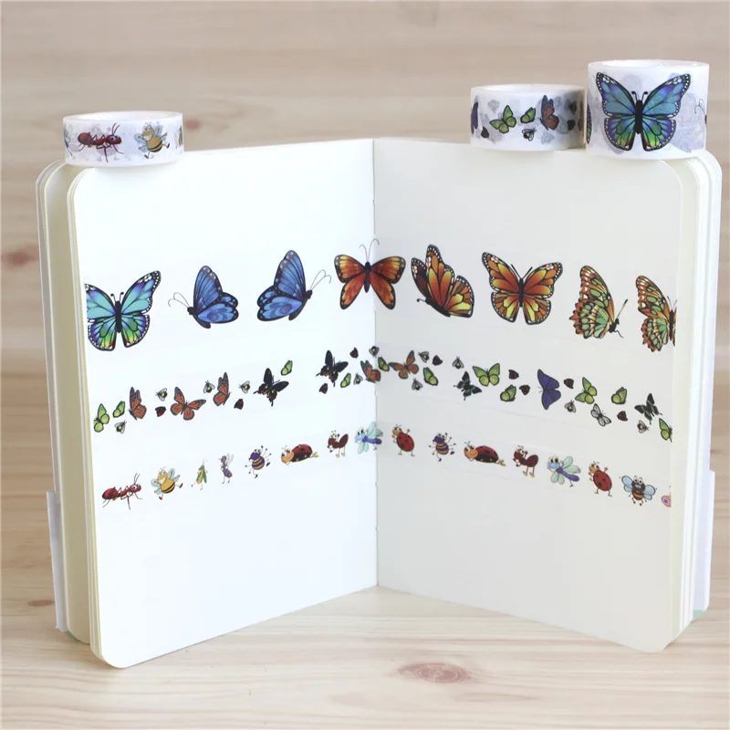 1 Rolle 5 m Washi Tape, niedliche Notizaufkleber, Handjournal, Tagebuch, Dekoration, Papier, Klebeband – Detail 3