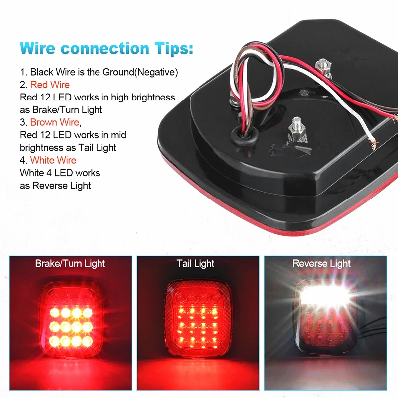 LED Rear Light Stop Tail Reverse Running Brake License Light for Jeep Wrangler TJ CJ YJ JK Truck Trailer Boat Tail light