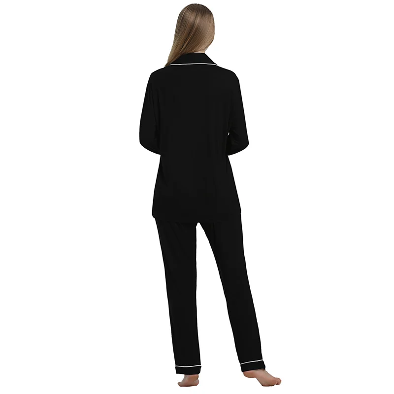 Joyaria-Conjunto de pijama de manga larga para mujer, ropa de dormir con botones, pantalones Pj, traje de noche de bambú suave, PJS