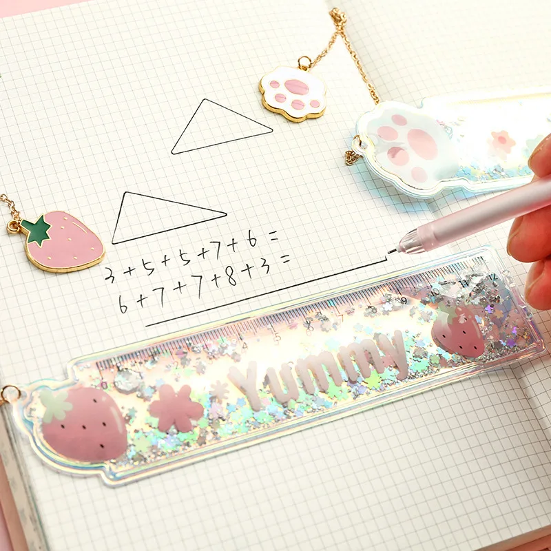 Oil Flow Sand Bookmark Rulers Kawaii Laser Girl Drawing Template Lace Sewing Ruler Stationery Office School