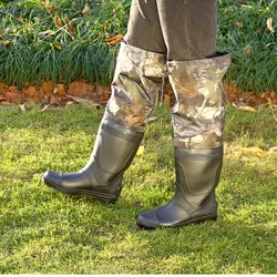 Water Boots Men Women Hunting Breeding Working PVC Nylon Knee Forest Camouflage Wading Catch Fish Fishing Male Labor Shoes Breed
