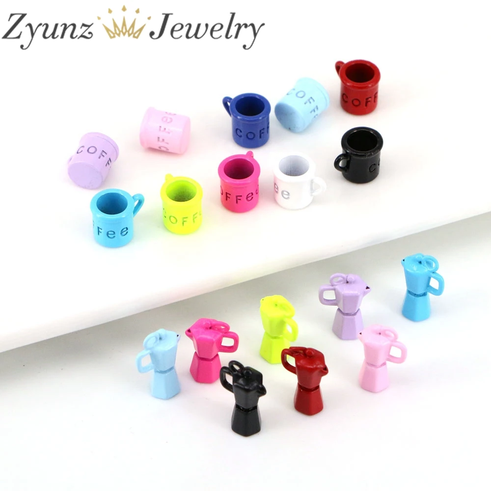 20PCS, New Drink Cup Pendant Charms Coffee Bottle Charms, Color Enamel Drink Charm Craft Jewelry Accessories