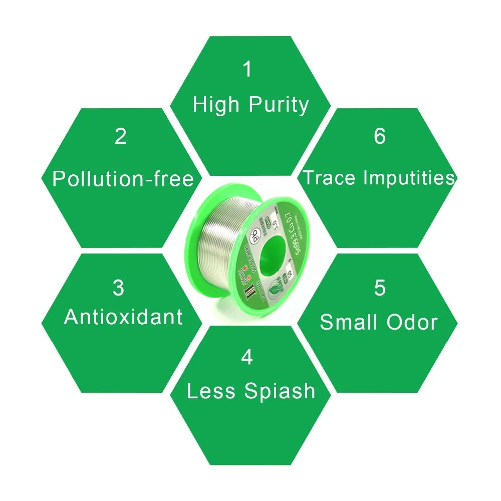 50g Sn99.3/Cu0.7 Lead-free Solder Wire 0.5/0.6/0.8/1.0 mm Unleaded Lead Free Rosin Core For Electrical Solder RoHs