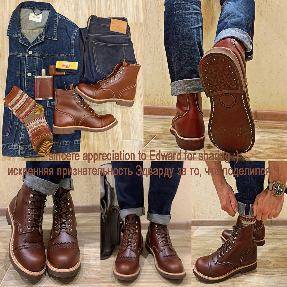 YQ8111 Rock Can Roll Size 35-52 Super Quality Genuine Italian Cow Leather Handmade Goodyear Welted Boots Custom Made Service OK