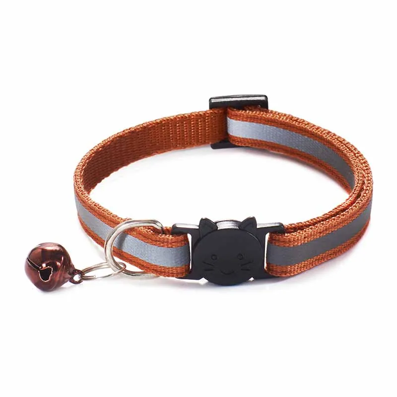 9 Colors Dogs  Bells Collars Adjustable Nylon Buckles Fashion Reflective Pet Collar Cat Head Pattern Supplies For Accessories